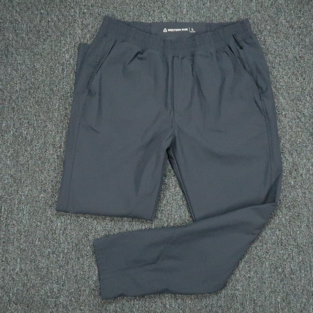 Western Rise Pants Mens Large Blue Athletic Zip Pocket Stretch Travel Spectrum